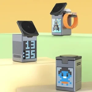 แท่นชาร์จไร้สาย 6 in 1 พร้อมลำโพงและจอpixel